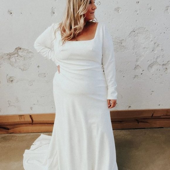 Jenny Yoo Sabel Wedding Gown Size 2 and 6 Crepe Long Sleeve - Picture 3 of 11